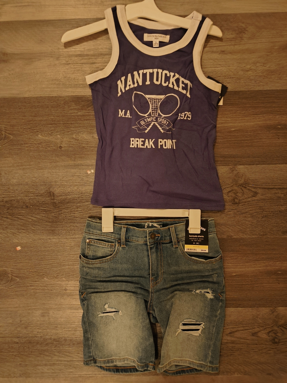 2pcs Set Kids Nantucket Purple Graphic Tank Top And Short